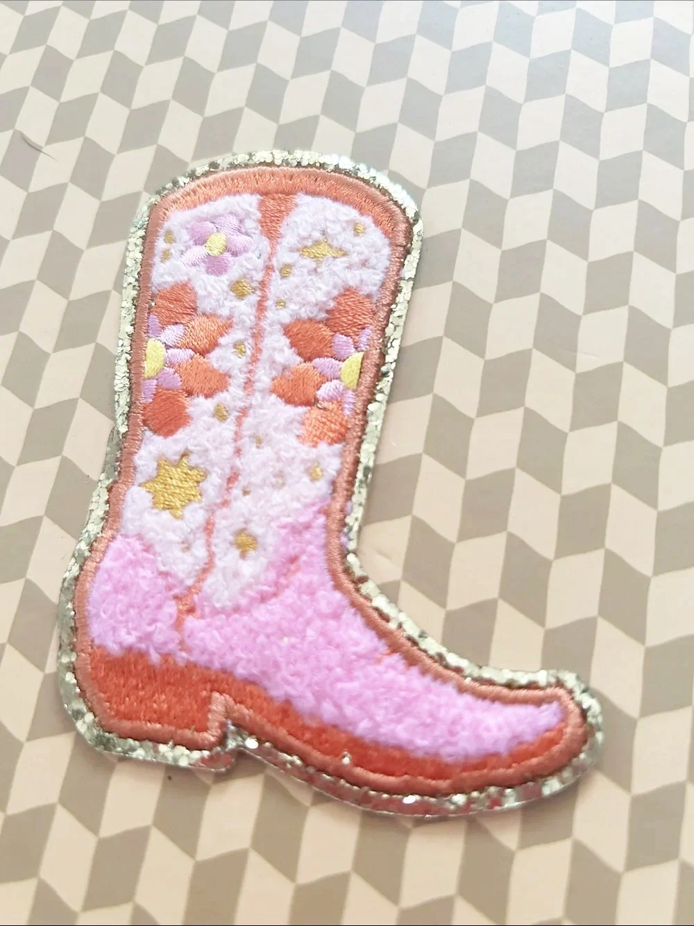 Dolly-esque Lined Journal with Geometric Patterned Hardcover and Cowgirl Boot